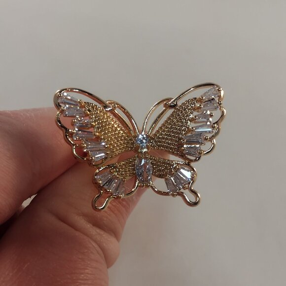 18K Yellow Gold Filled Boho Butterfly White Diamond Zircon Ring Gorgeous Gift - Picture 8 of 13